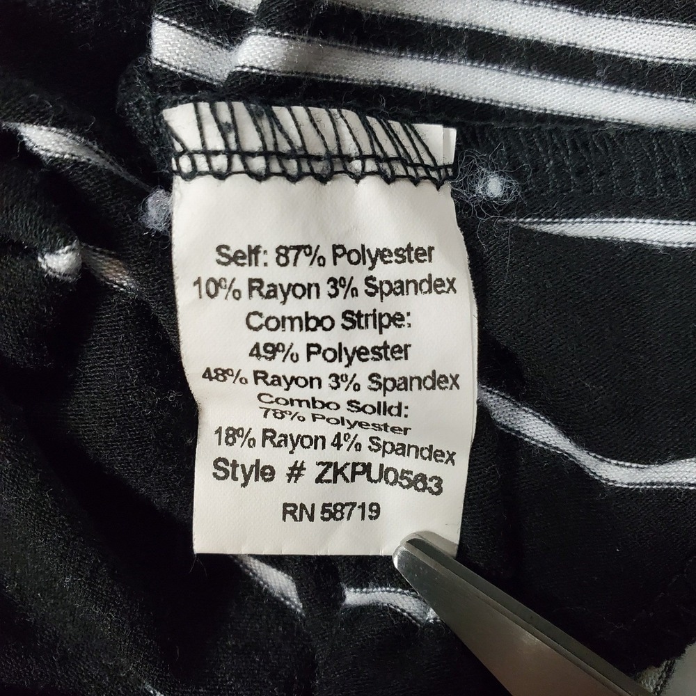 NY Collection Woman Black White Striped Asymmetric Tunic 3/4 Sleeve Top ZKPU0563 - Picture 5 of 8